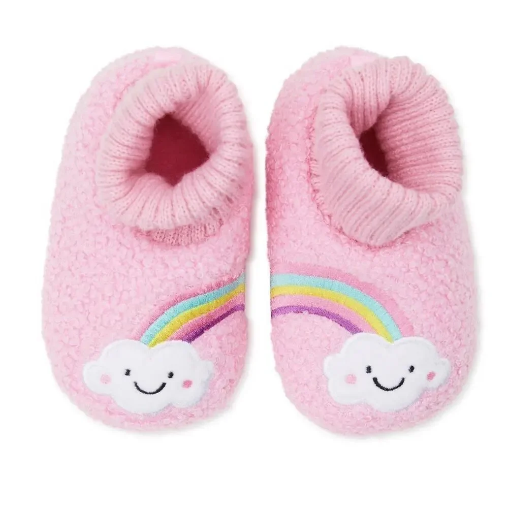 Wonder Nation Baby Girl Rainbow Slippers Pink, Size 2